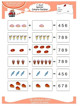 Çocuklar İçin toplam işlemi yaprak testleri 